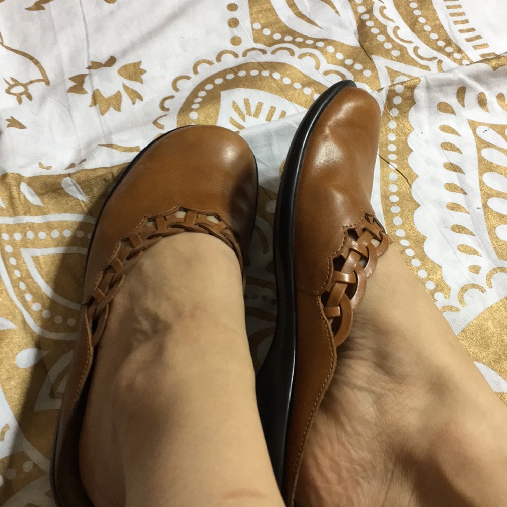 CLARKS leather Woven Slip On Mule Shoe